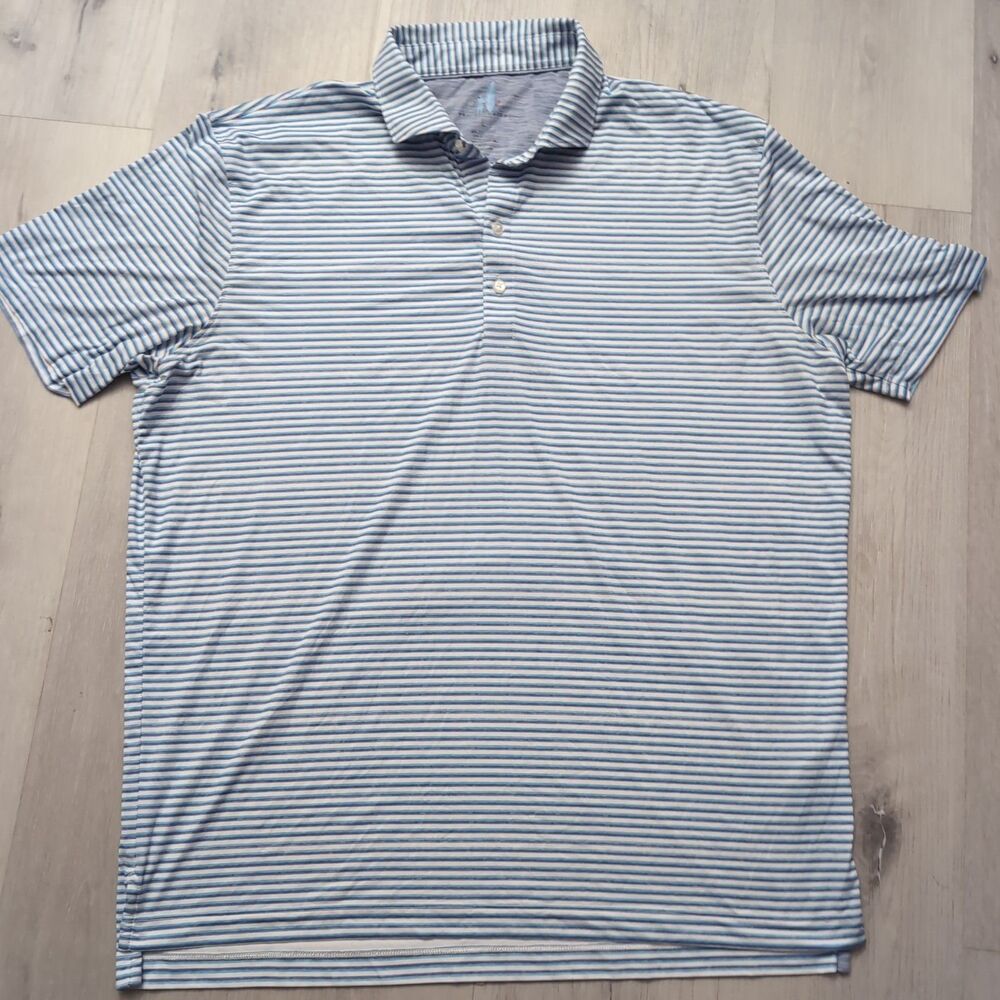 Johnnie-O Featherweight Polo Mens Size Large Light Blue Heathered Stretch UPF50